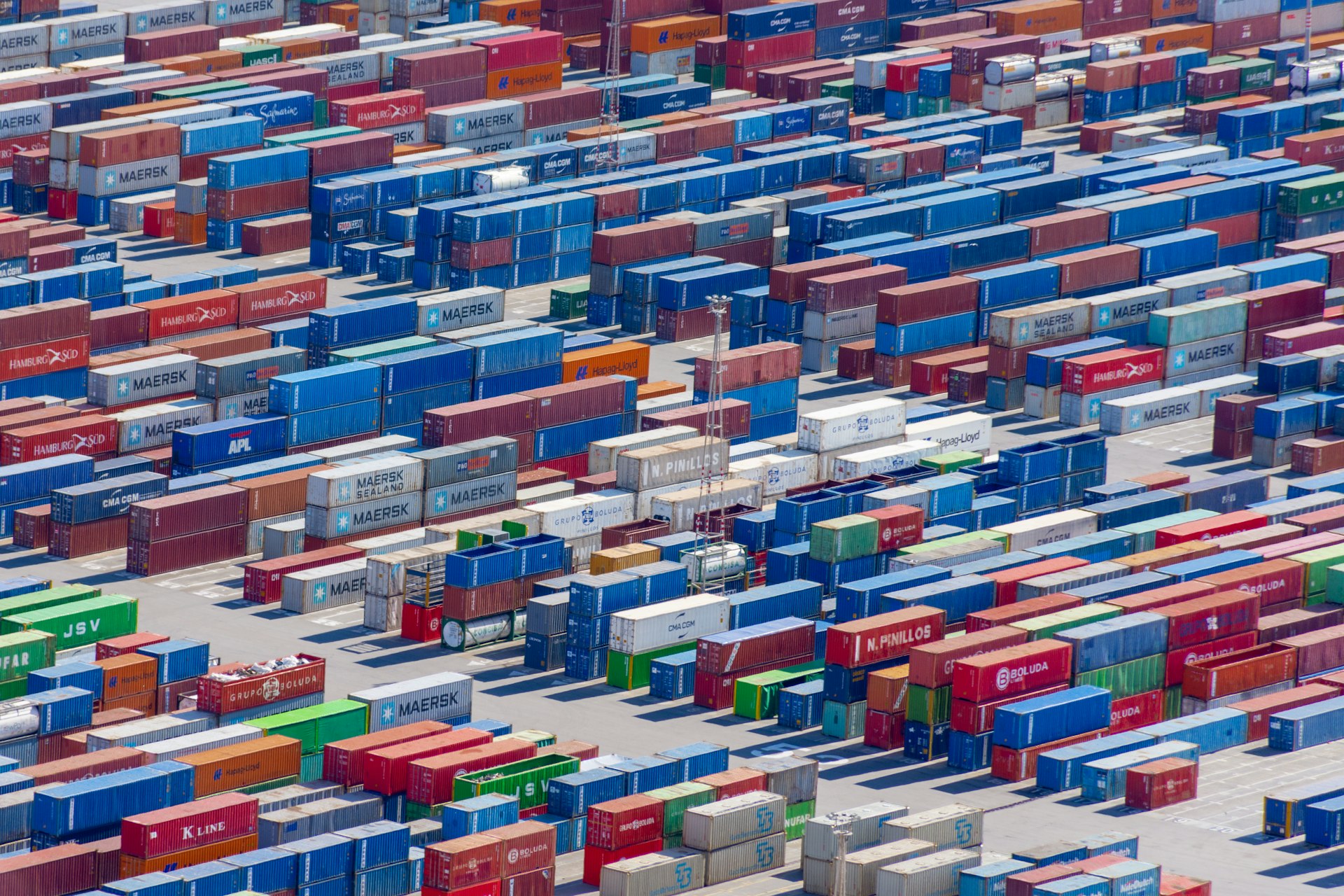 red blue and white plastic crates